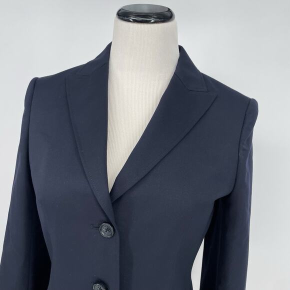 Women’s Brooks Brothers 346 Navy Blue Blazer sz 6 Classic Navy 3 Button Wool - Picture 2 of 12